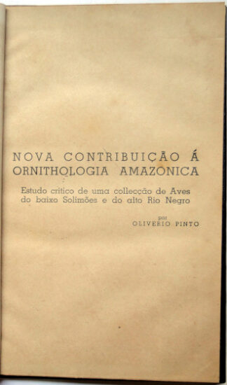 Nova Contribuição à Ornithologia Amazonica